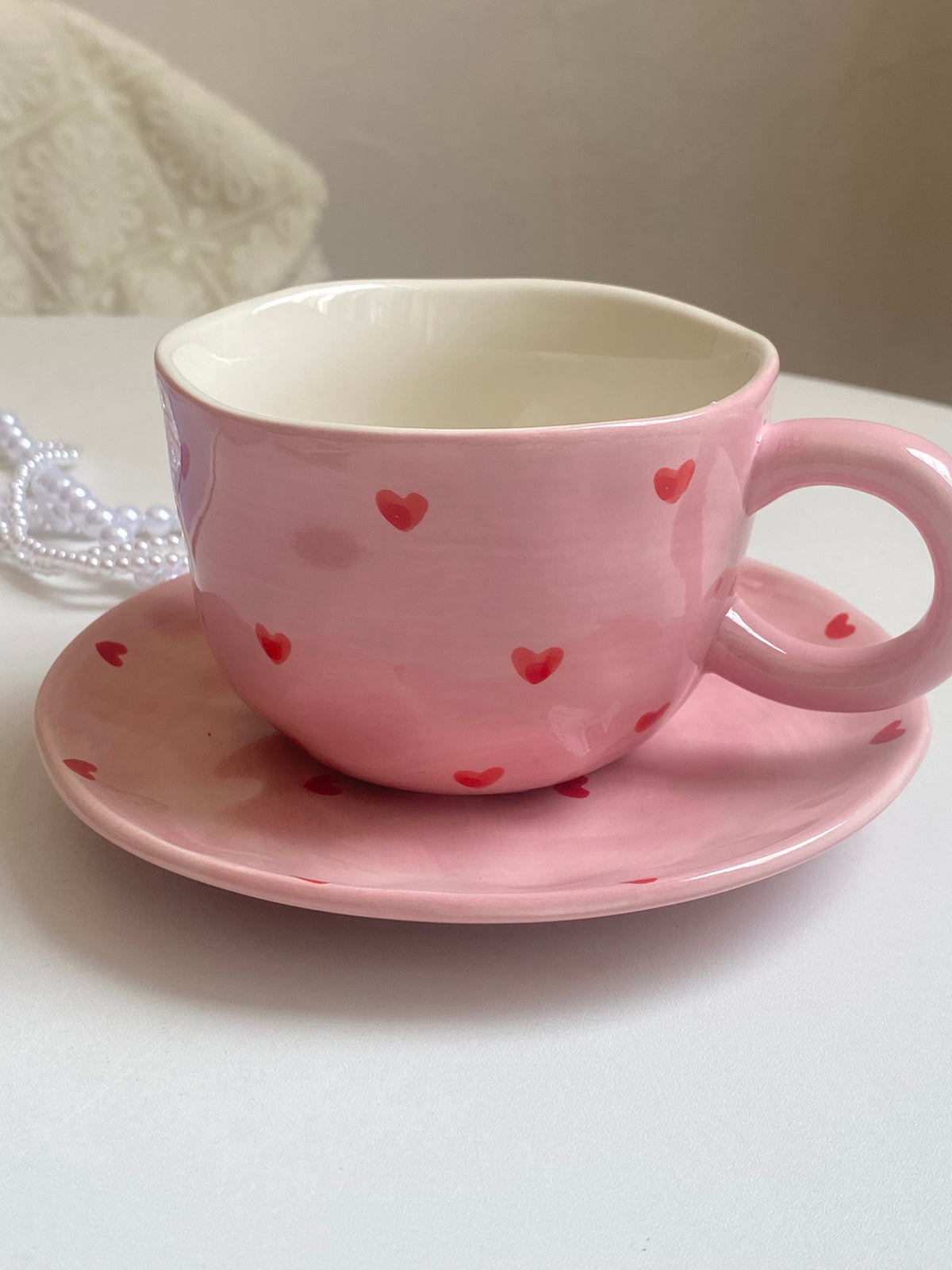 Heart Red Small Ceramic Bowl Dish, 1 Piece, Ceramic, Underglaze Decoration - detail 3