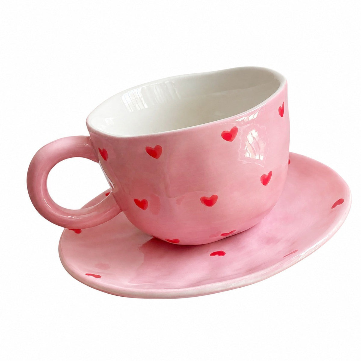 Heart Red Small Ceramic Bowl Dish, 1 Piece, Ceramic, Underglaze Decoration - product view 2