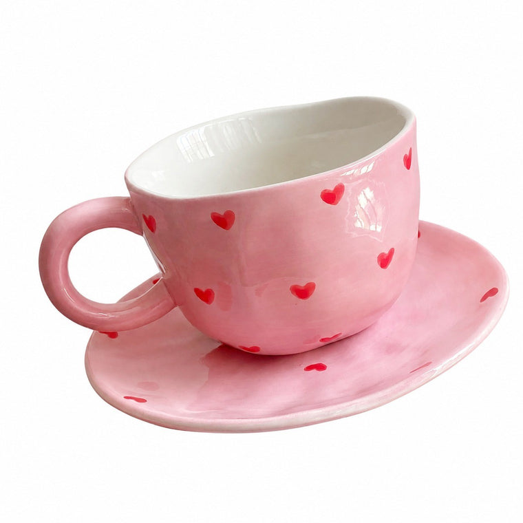 Heart Red Small Ceramic Bowl Dish, 1 Piece, Ceramic, Underglaze Decoration - product view 2