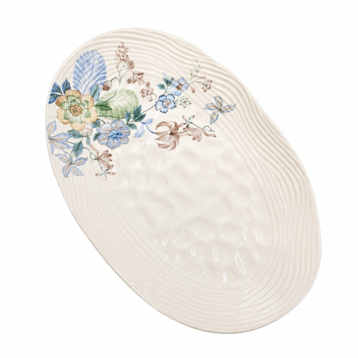 Small Blue Floral Cluster 14 in Oval Platter - product view 6