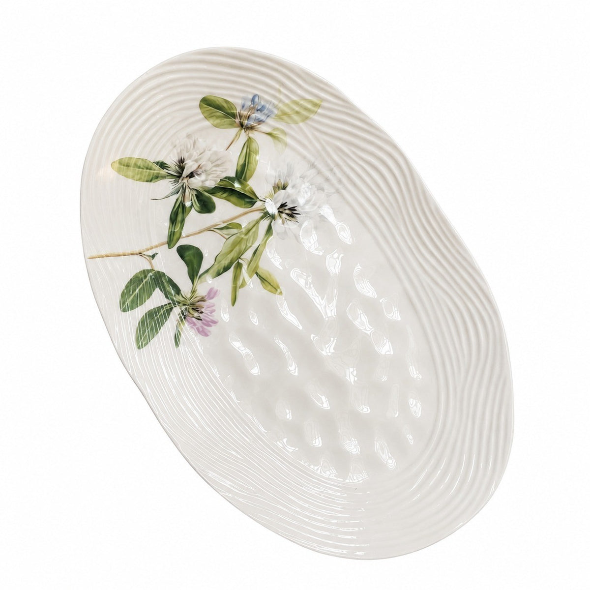 Small Blue Floral Cluster 14 in Oval Platter - product view 4
