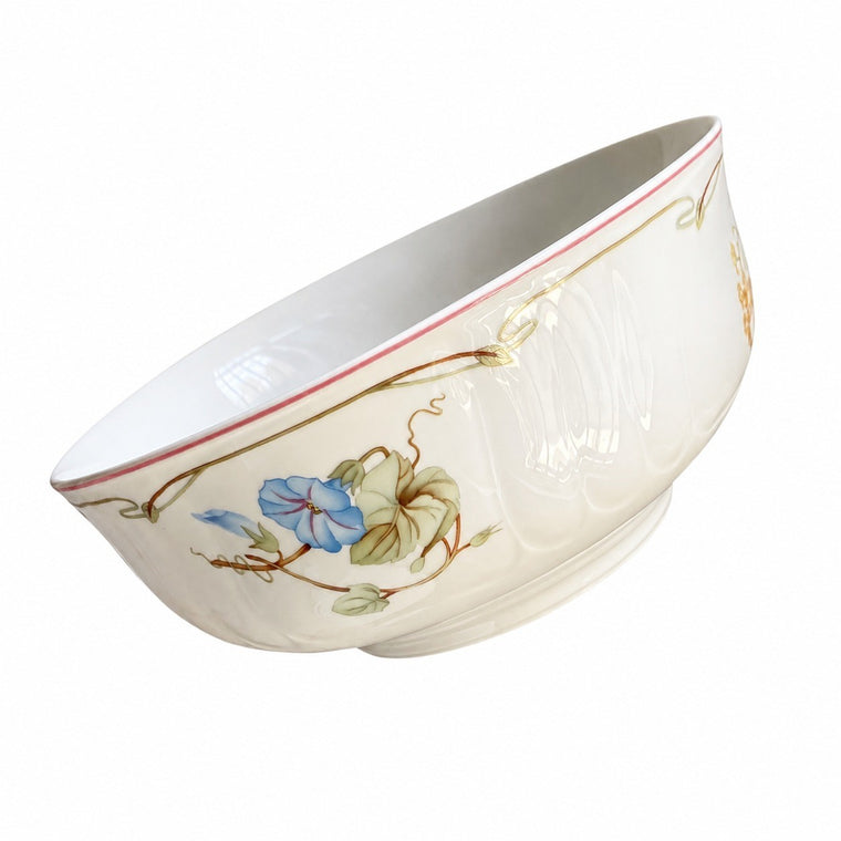 Pink-Rim Morning Glory 8 Inch Ceramic Plate, Underglaze Decorative Dinnerware - product view 2
