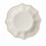 Beaded White Ceramic Plate, Relief Detailing - product view 1