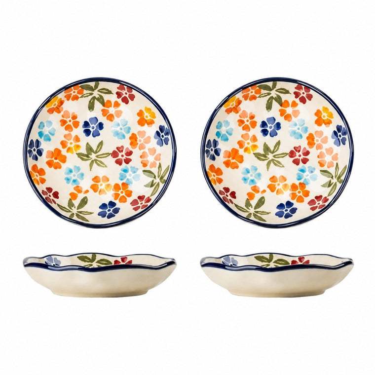 Pansy Dipping Dish 2-Piece Set, ceramic bowl, Cute Flower Design - product view 1