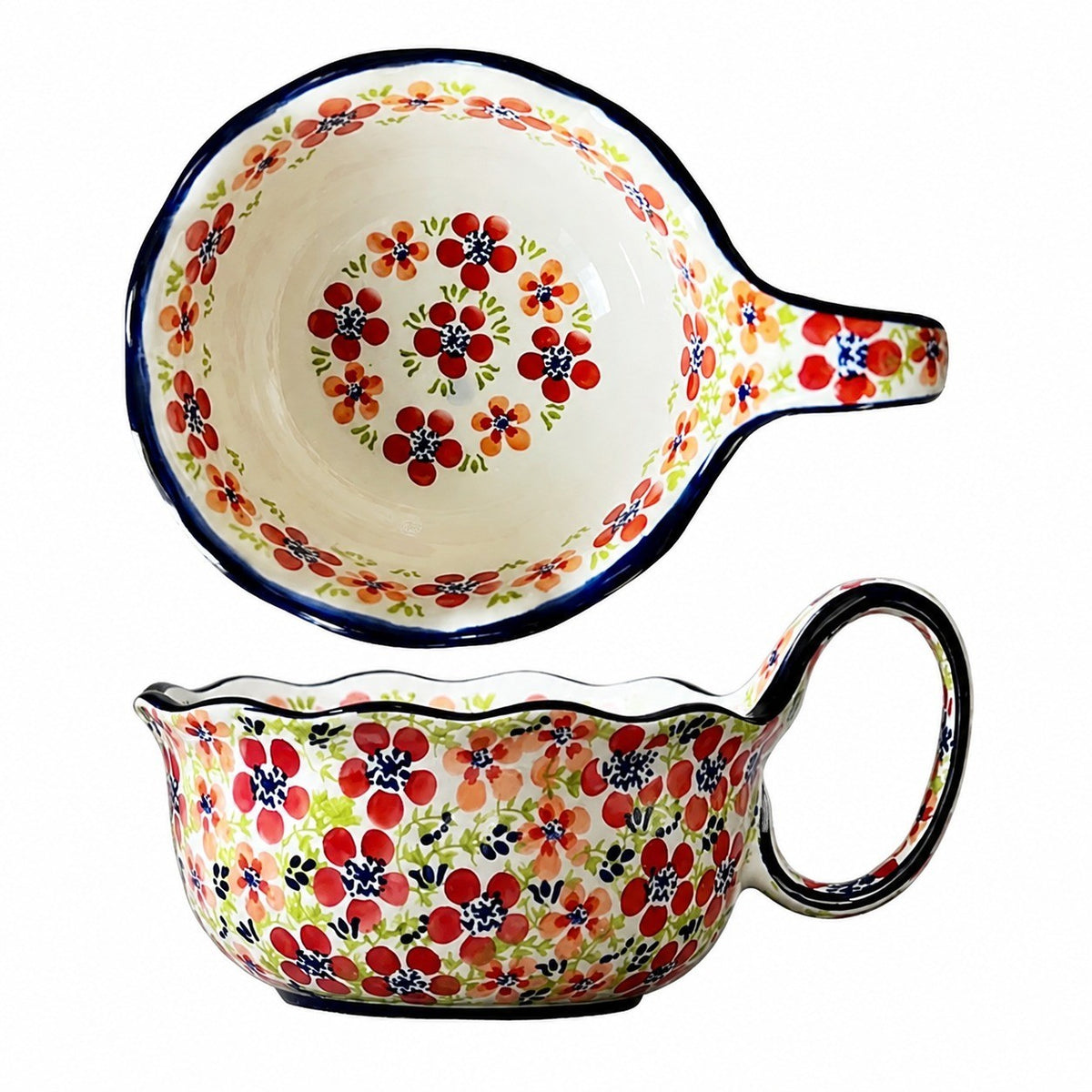 Underglaze Porcelain Floral Handled Bowl, 900ml - product view 5