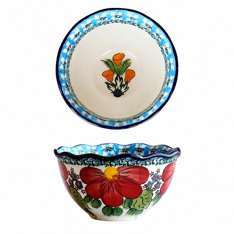 Red Autumn Cherry Blossom Ceramic Rice Bowl, 4.6 Inch, Underglaze - product view 1