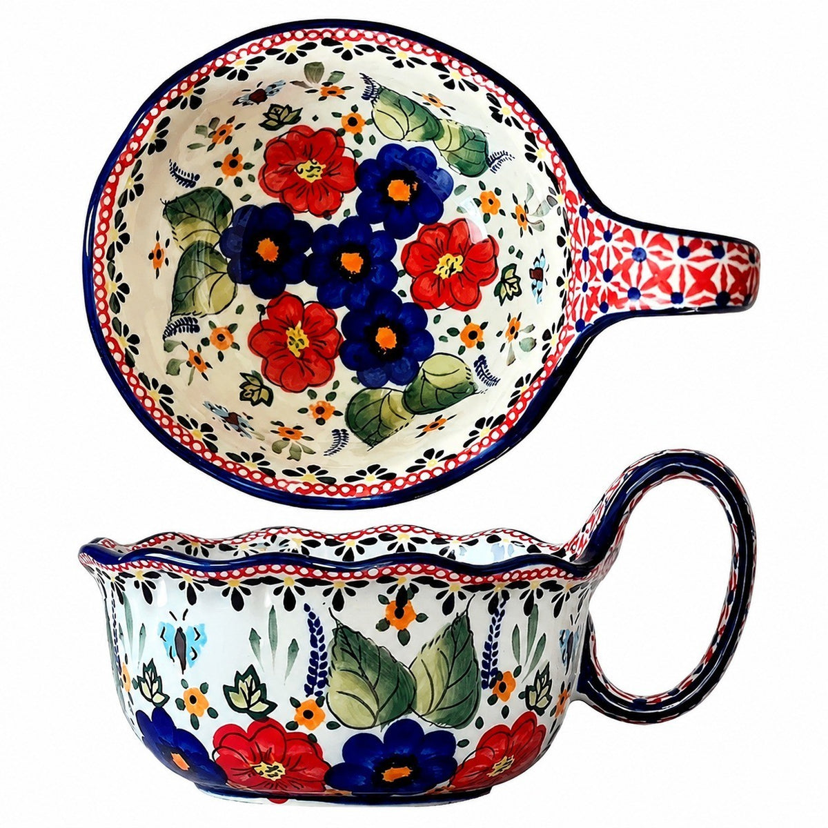 Underglaze Porcelain Floral Handled Bowl, 900ml - product view 7