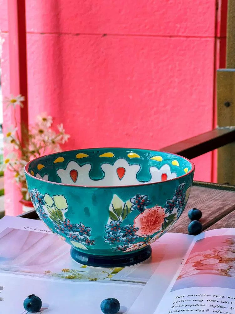 Hydrangea Underglaze Porcelain Bowl, Hand-Painted Side Plate - detail 3