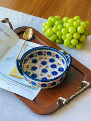 Underglaze Porcelain Two-Handled Deep Bowl, 950ml - detail 2