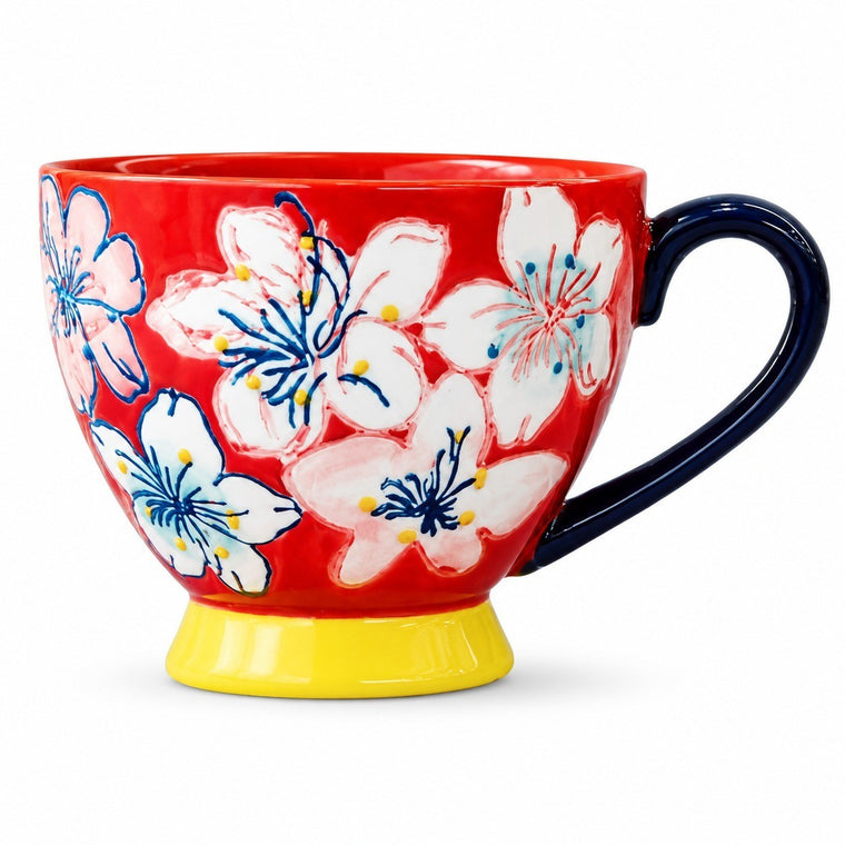 Ceramic Relief Handled Mug, Hand-Painted - product view 2