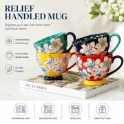 Ceramic Relief Handled Mug, Hand-Painted - detail 2