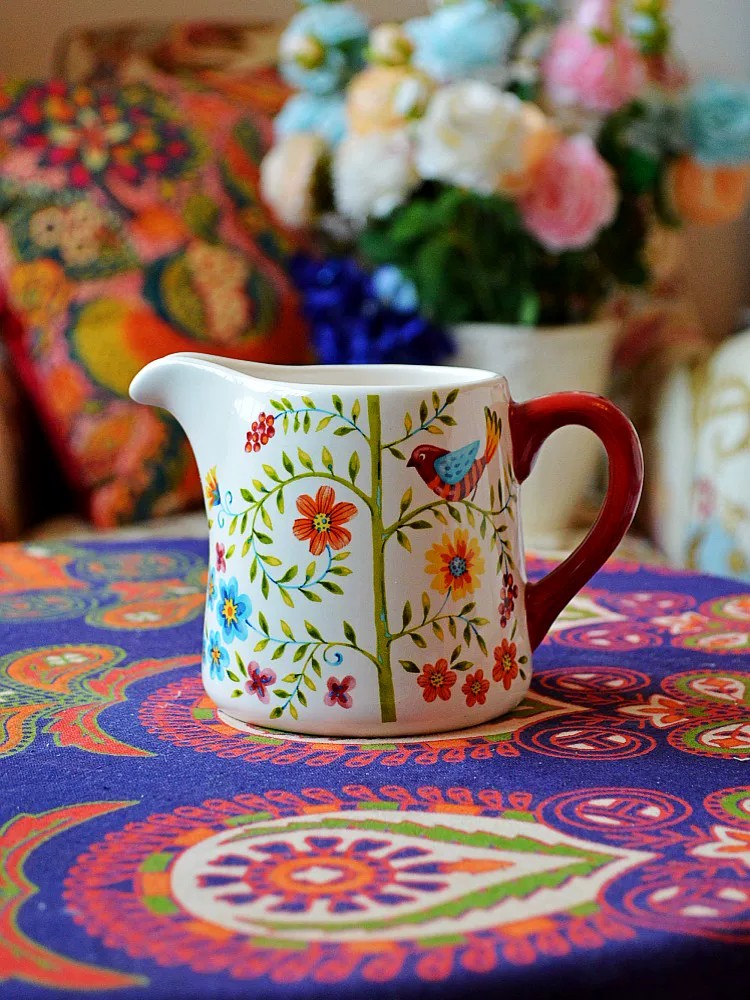 French Style Ceramic Milk Jug & Sugar Bowl, Small - detail 3