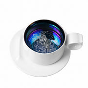Zodiac Coffee Cup and Saucer Set, Frost White, Engraved Ceramic - product view 6