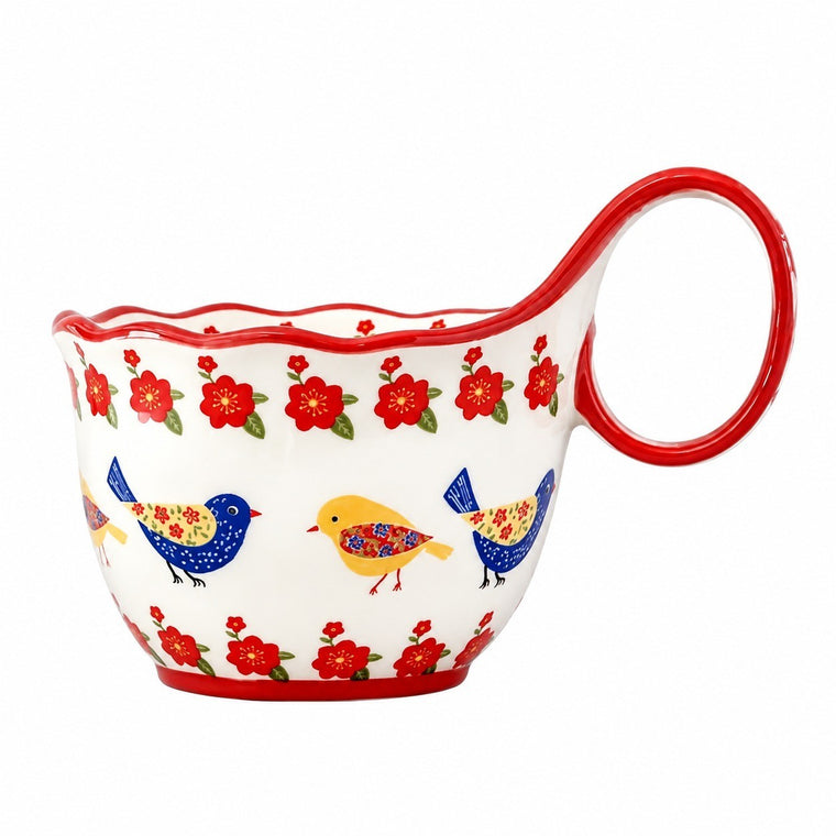 Curved-Handle Mug, Ceramic, Hand-Painted, 12cm - product view 1
