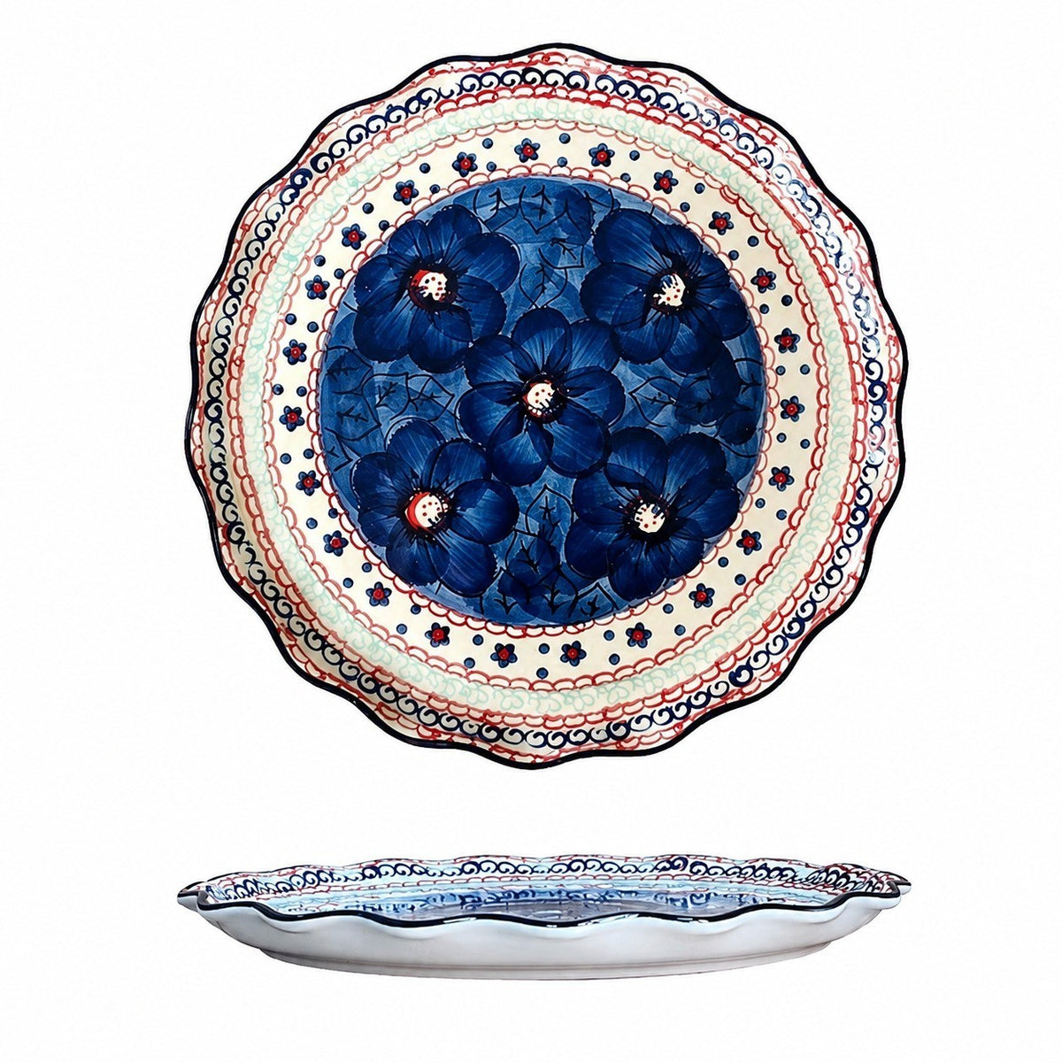 Underglaze Porcelain Floral Shallow Plate, 9.6 Inch - product view 4