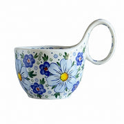 Curved-Handle Ceramic Mug, 450ml, Hand-Painted - product view 3