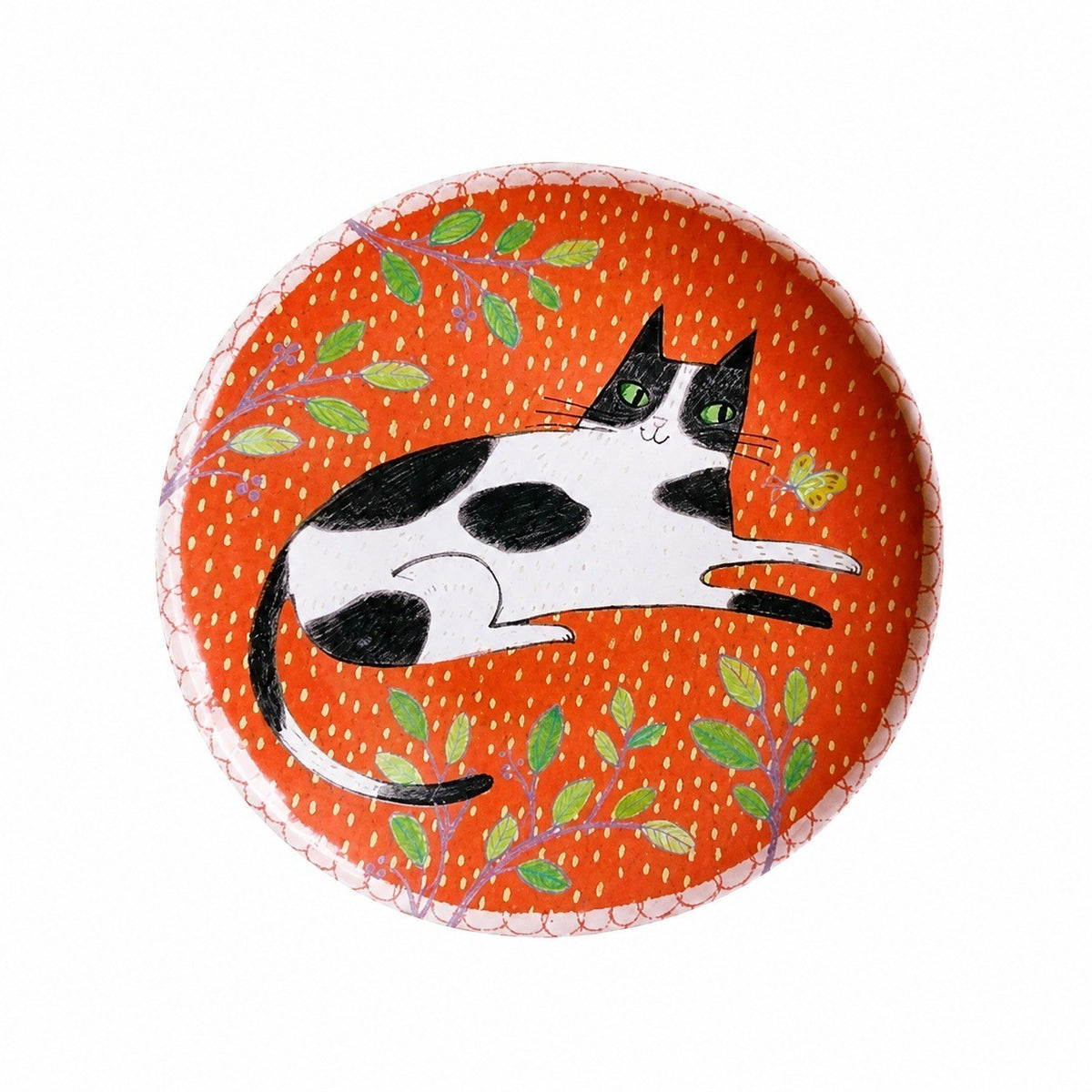 Decorative Round Dinner Plate, Birds and Blossoms, 8.8 Inch Ceramic - product view 7