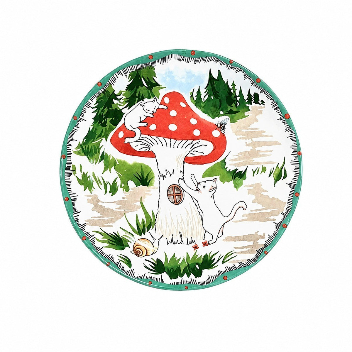 Decorative Round Dinner Plate, Birds and Blossoms, 8.8 Inch Ceramic - product view 13