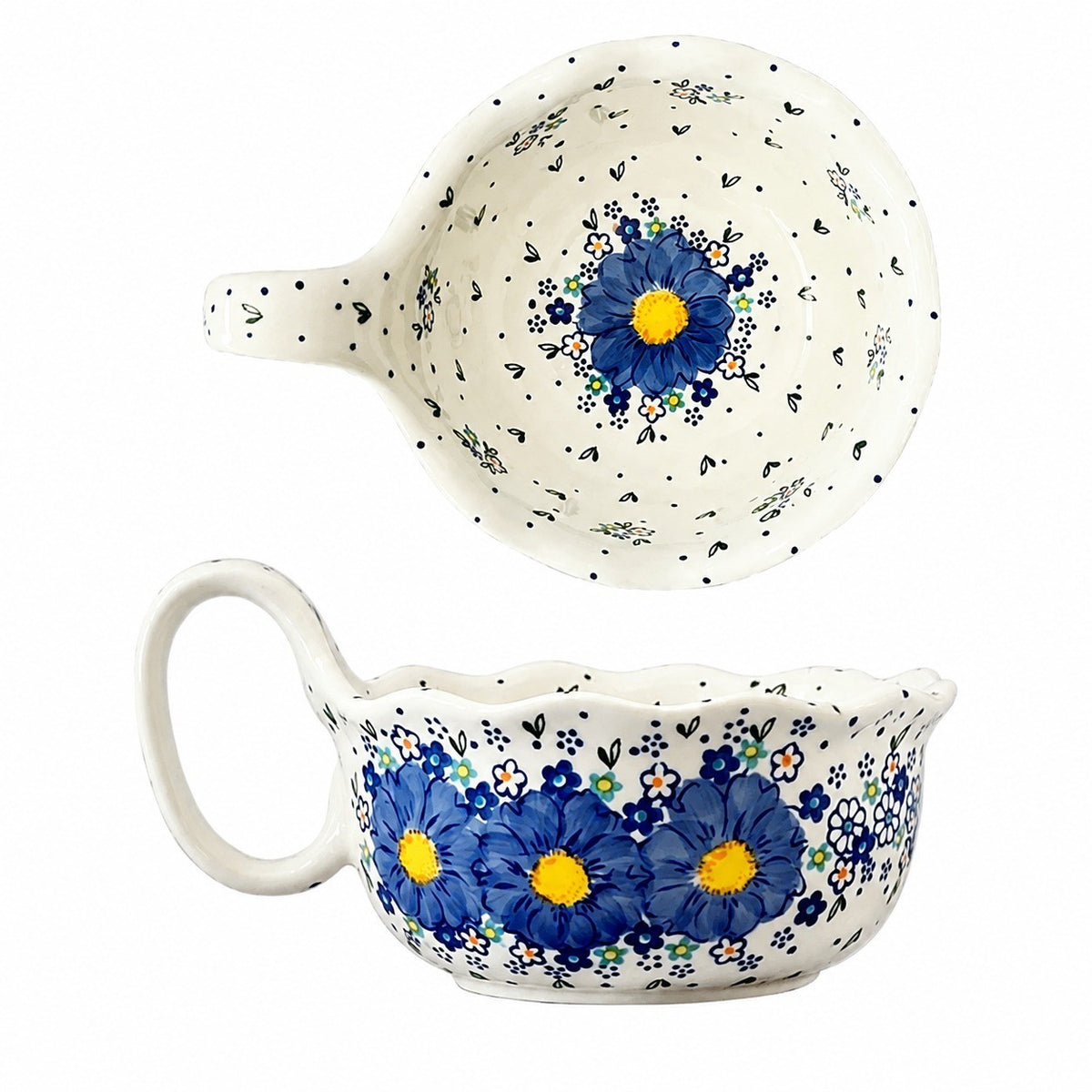 Underglaze Porcelain Floral Handled Bowl, 900ml - product view 6