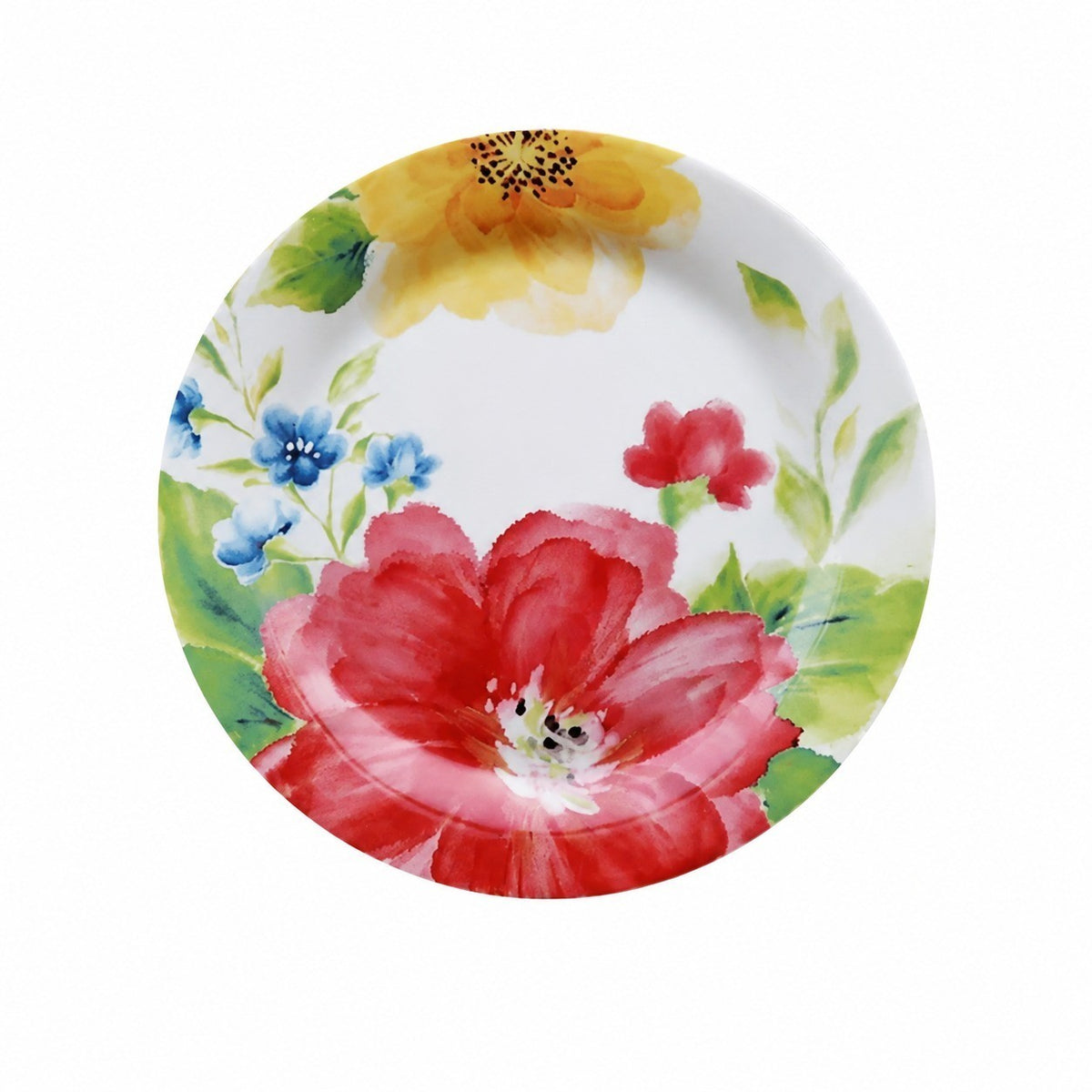 Decorative Round Dinner Plate, Birds and Blossoms, 8.8 Inch Ceramic - product view 3