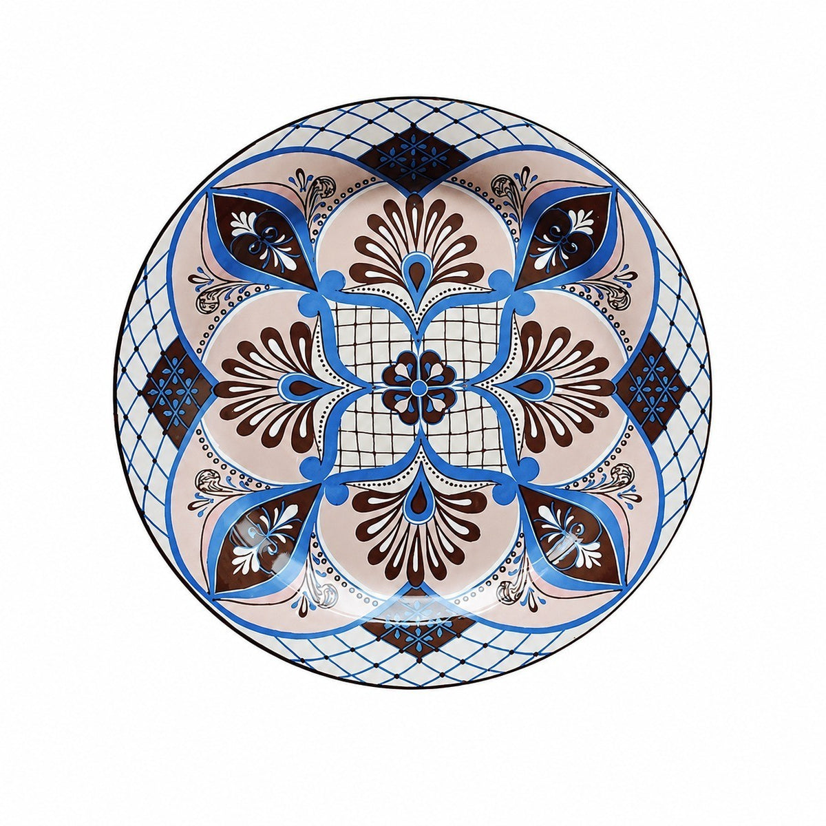 Decorative Round Dinner Plate, Birds and Blossoms, 8.8 Inch Ceramic - product view 5