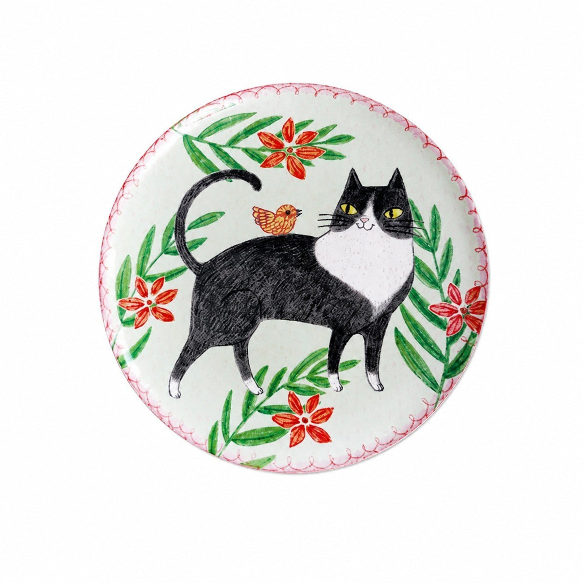 Decorative Round Dinner Plate, Birds and Blossoms, 8.8 Inch Ceramic - product view 11