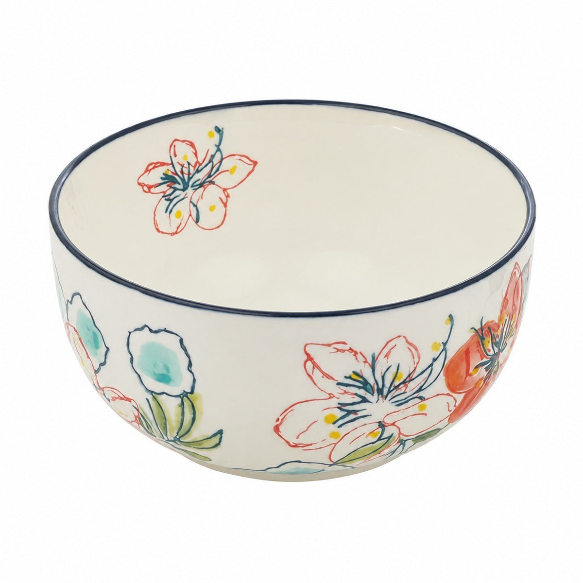 Hydrangea Underglaze Porcelain Bowl, Hand-Painted Side Plate - product view 1