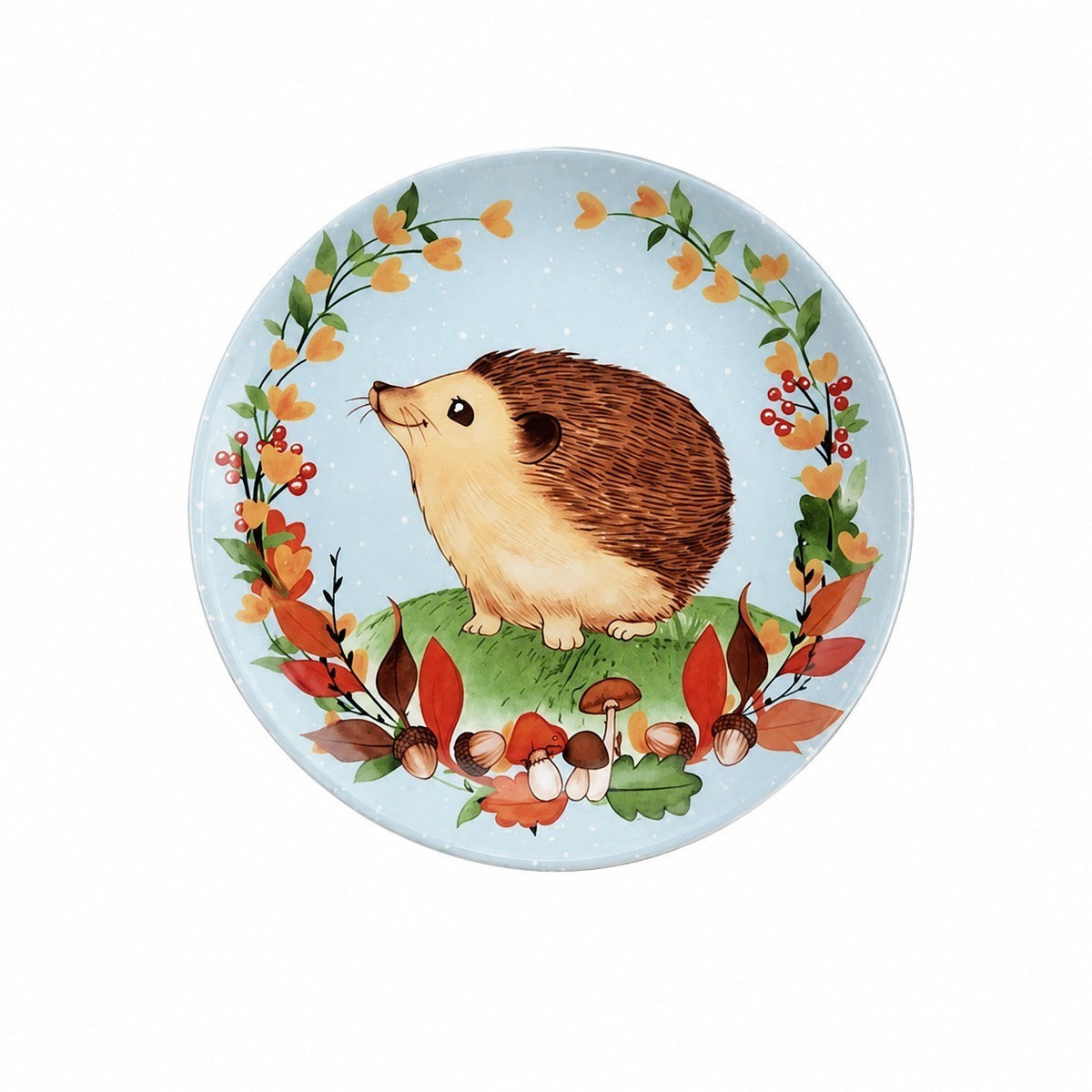 Decorative Round Dinner Plate, Birds and Blossoms, 8.8 Inch Ceramic - product view 6