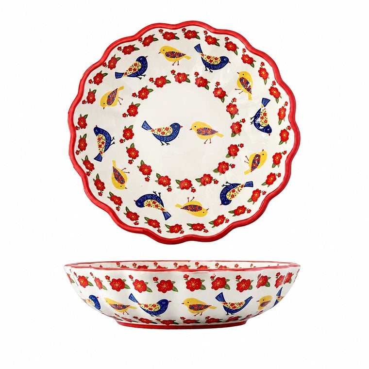 Underglaze Porcelain Floral Soup Plate, 8.2 Inch, Hand-Painted - product view 2