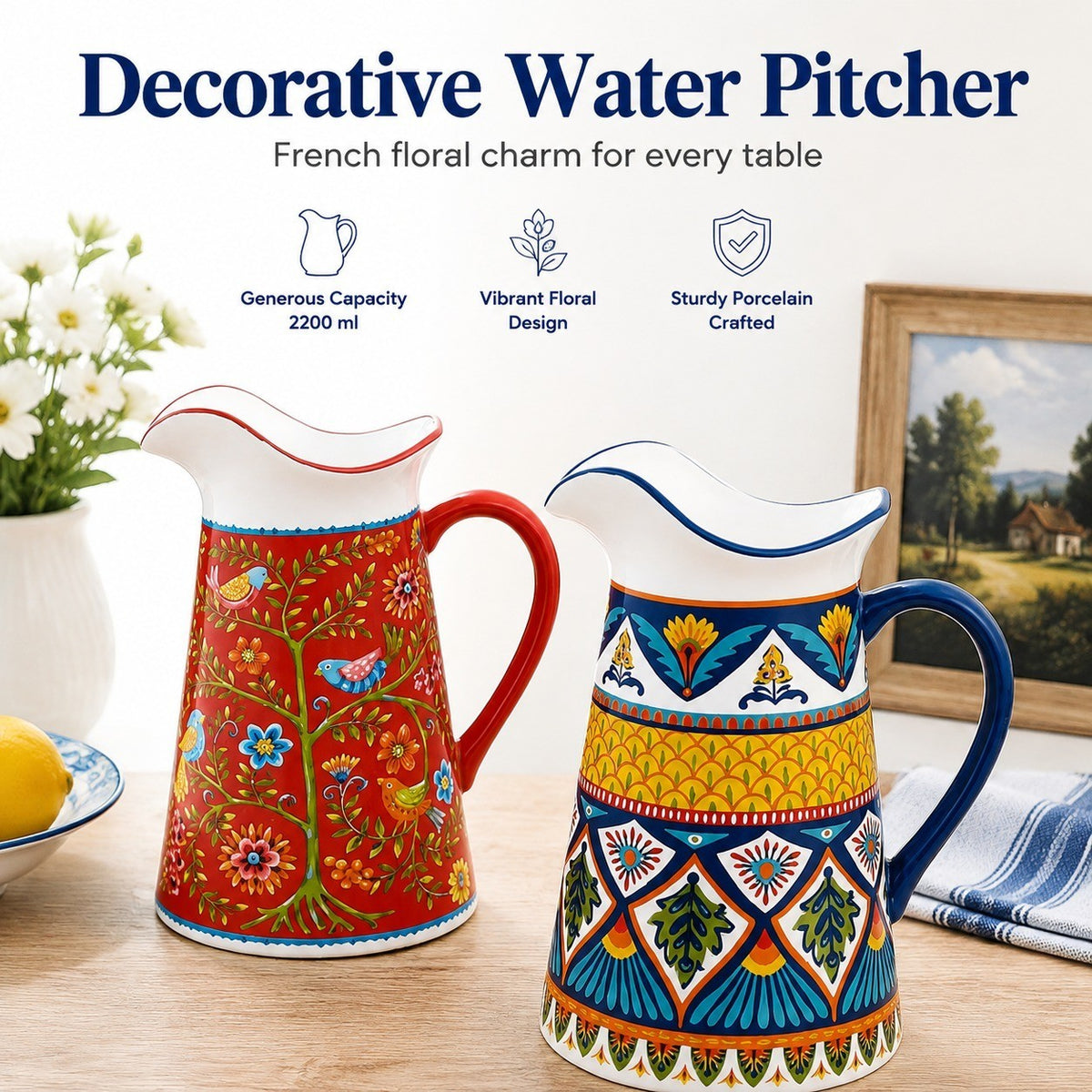 Decorative Water Pitcher, 2200 ml, Porcelain - detail 3