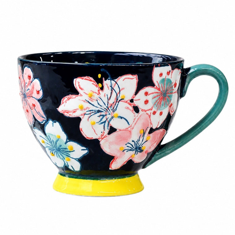 Ceramic Relief Handled Mug, Hand-Painted - product view 1