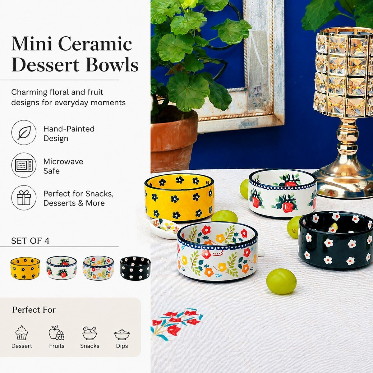 Mini Ceramic Dessert Bowl, Hand-Painted - detail 2