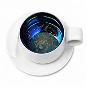 Zodiac Coffee Cup and Saucer Set, Frost White, Engraved Ceramic - product view 11