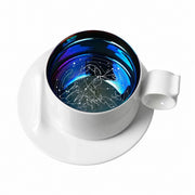 Zodiac Coffee Cup and Saucer Set, Frost White, Engraved Ceramic - product view 4