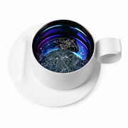 Zodiac Coffee Cup and Saucer Set, Frost White, Engraved Ceramic - product view 10