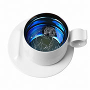 Zodiac Coffee Cup and Saucer Set, Frost White, Engraved Ceramic - product view 2