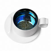 Zodiac Coffee Cup and Saucer Set, Frost White, Engraved Ceramic - product view 8