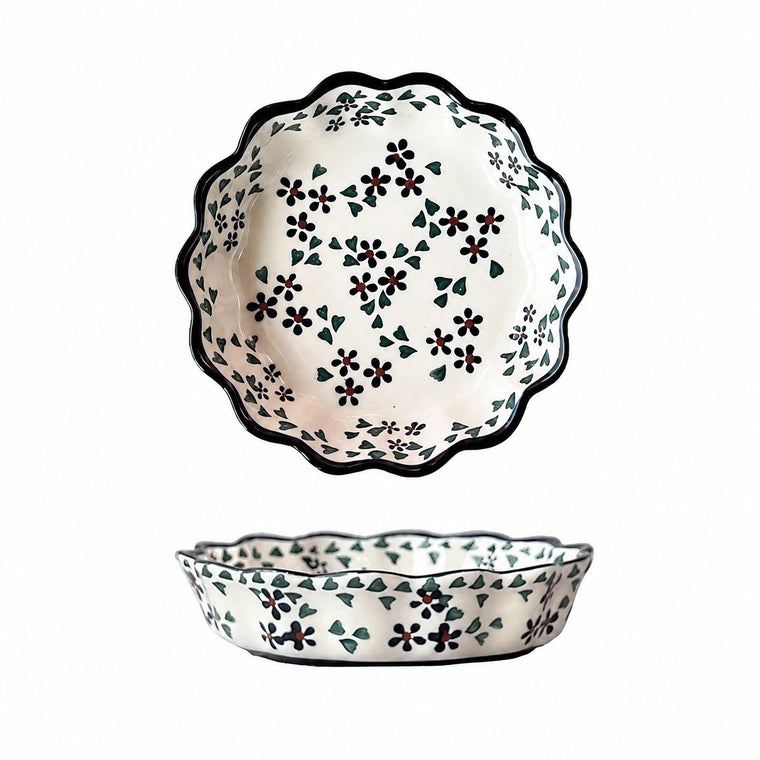 Emerald Wreath Floral Deep Dish, 5.5 in, Underglaze Porcelain - product view 2