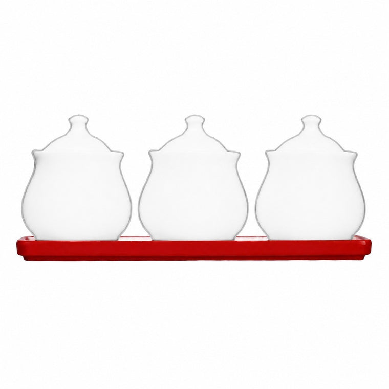 Blue Melamine Seasoning Jar Tray Set, 3-Piece - product view 2