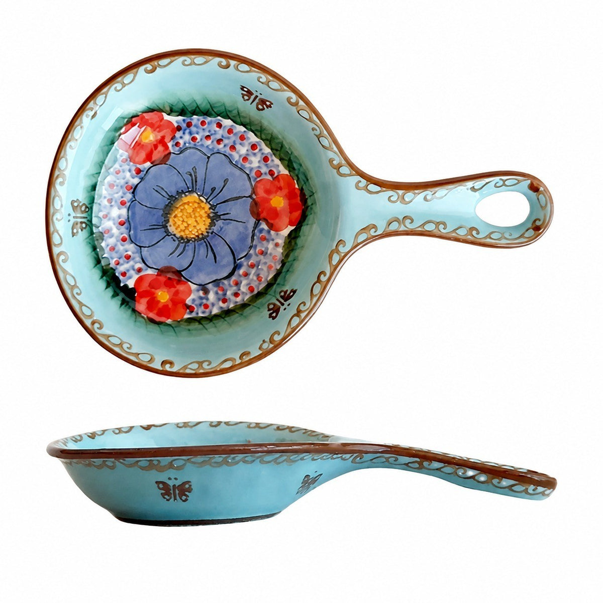 Sunrise Handled Dish, Underglaze Porcelain Floral Decorative Dish - product view 2