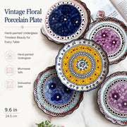 Underglaze Porcelain Floral Shallow Plate, 9.6 Inch - detail 3