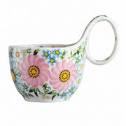 Curved-Handle Ceramic Mug, 450ml, Hand-Painted - product view 2