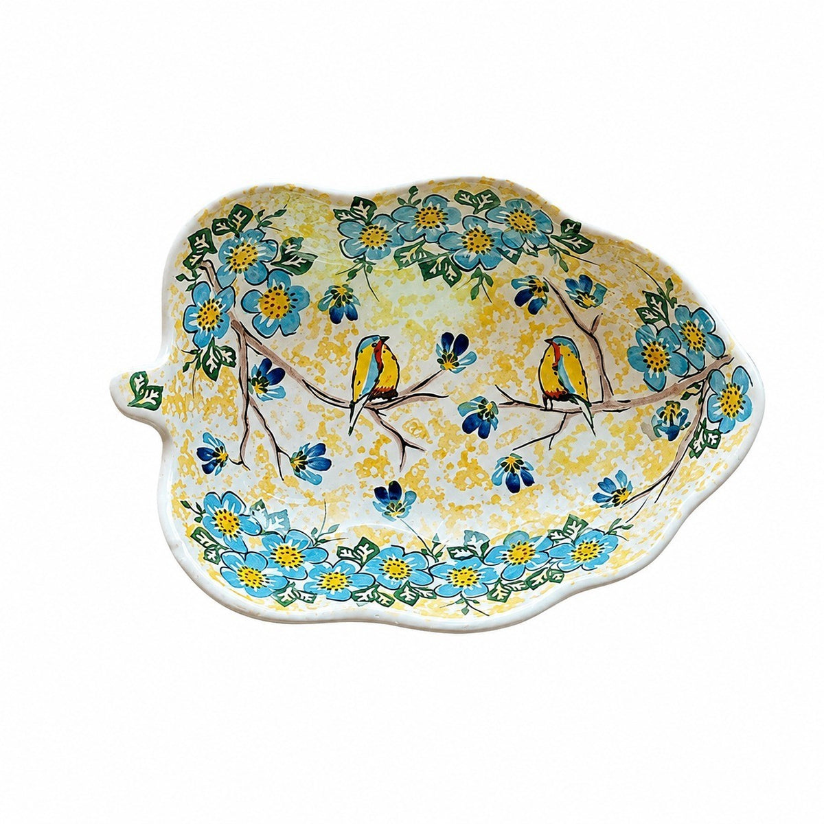 Painted Ceramic Leaf-Shaped Deep Dish, Small - product view 1
