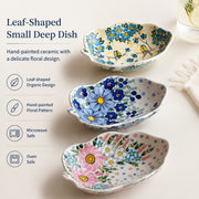 Painted Ceramic Leaf-Shaped Deep Dish, Small - detail 2