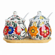 Blue Melamine Seasoning Jar Tray Set, 3-Piece - product view 3
