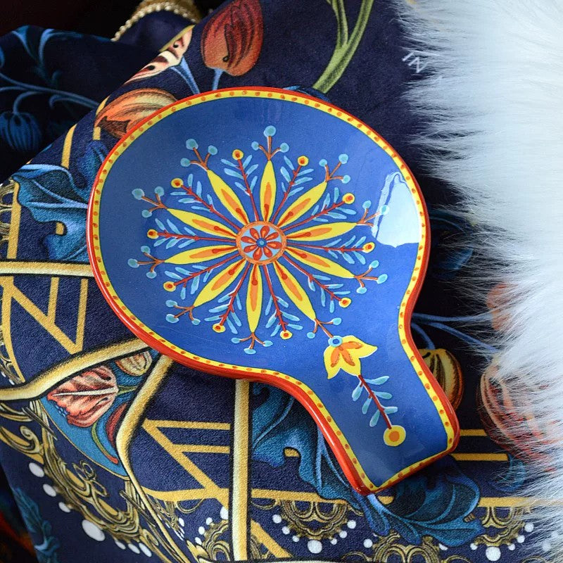 Underglaze Pottery Floral Handled Dish, 19x14 cm - detail 2