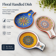 Underglaze Pottery Floral Handled Dish, 19x14 cm - detail 1