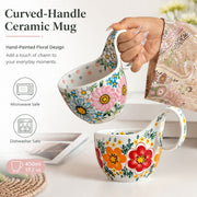 Curved-Handle Ceramic Mug, 450ml, Hand-Painted - detail 3