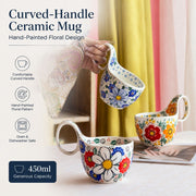 Curved-Handle Ceramic Mug, 450ml, Hand-Painted - detail 1
