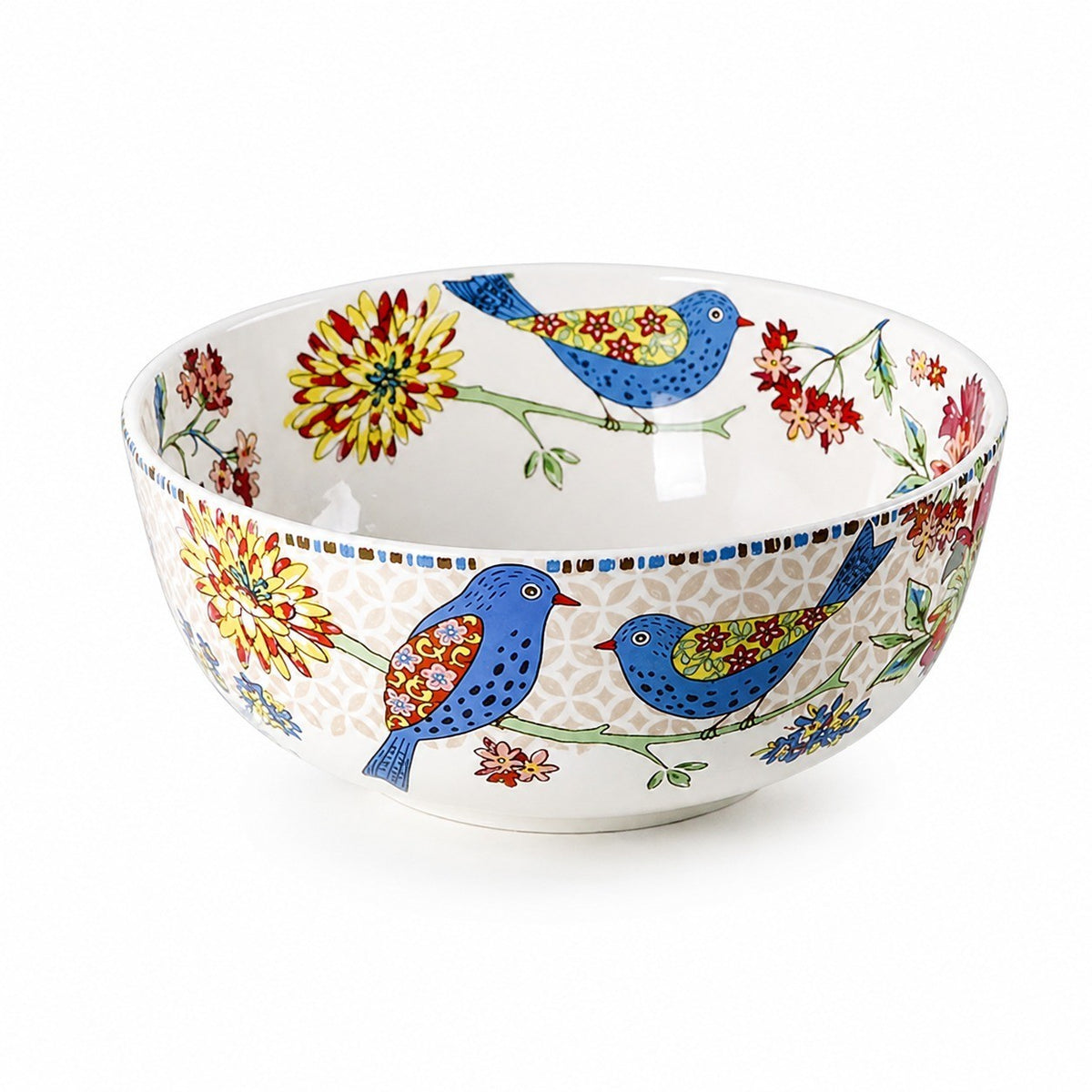 Large Floral Soup Basin, Fine Pottery Soup Bowl - product view 5